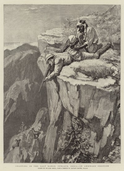 Jagd im Salzgebirge, Punjab, Indien, eine unangenehme Position von William Small